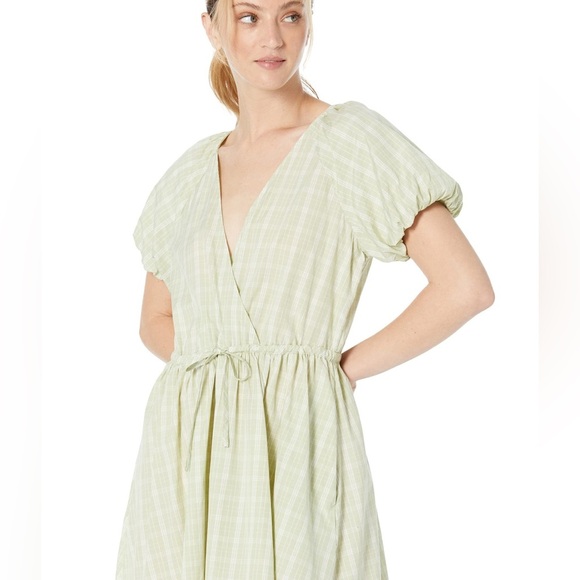 Madewell Plaid Tie-Waist Midi Dress Gingham in Green size XXS - Picture 7 of 8